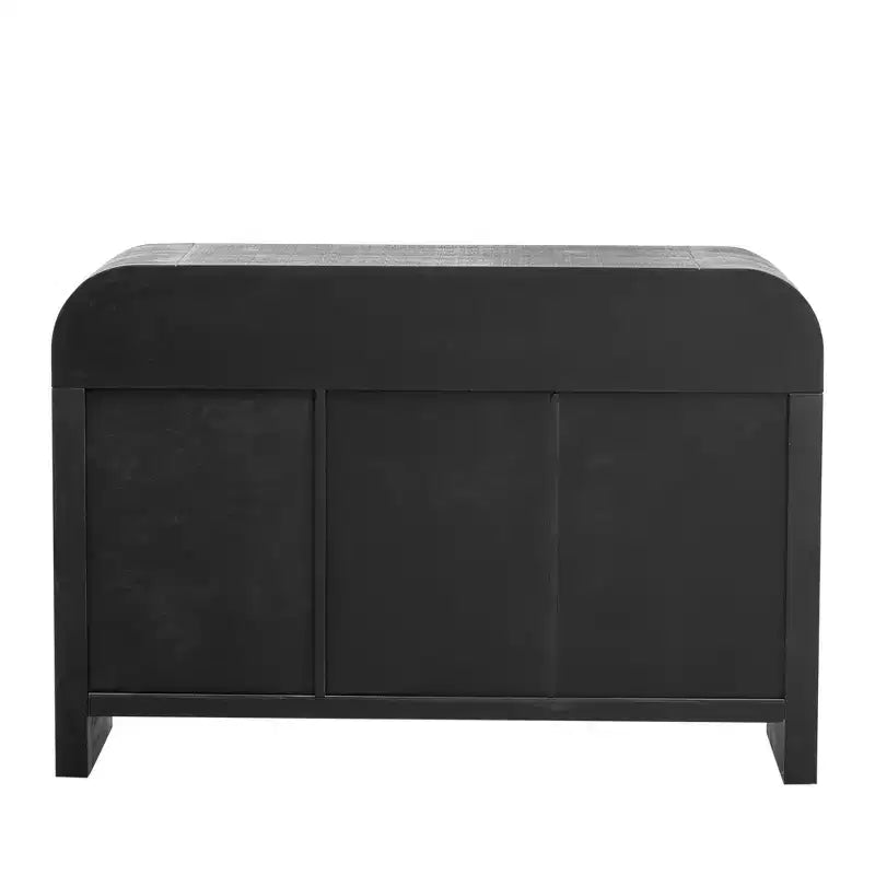 MAYEERTY Credenza retrò ricurva con maniglie dorate, divisori regolabili per soggiorno sala da pranzo, nero antico