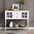 MAYEERTY Sideboard Storage Cabinet with Bottom Shelf Farmhouse for Living Room White