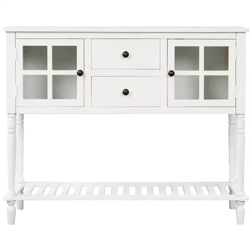 MAYEERTY Bahut de rangement avec étagère inférieure style ferme pour salon blanc