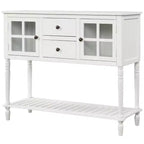 MAYEERTY Bahut de rangement avec étagère inférieure style ferme pour salon blanc