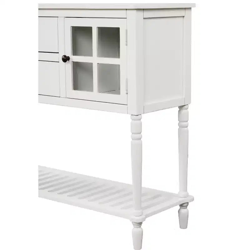 MAYEERTY Bahut de rangement avec étagère inférieure style ferme pour salon blanc
