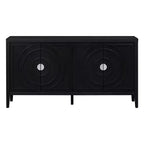 MAYEERTY Credenza Retrò Ante con Scanalature Circolari Maniglia per Porta Rotonda in Metallo per Ingresso Sala da Pranzo Nera