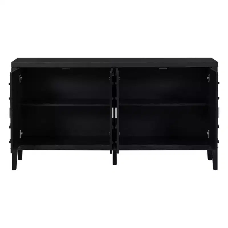 MAYEERTY Credenza Retrò Ante con Scanalature Circolari Maniglia per Porta Rotonda in Metallo per Ingresso Sala da Pranzo Nera
