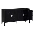 MAYEERTY Credenza Retrò Ante con Scanalature Circolari Maniglia per Porta Rotonda in Metallo per Ingresso Sala da Pranzo Nera
