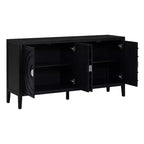 MAYEERTY Credenza Retrò Ante con Scanalature Circolari Maniglia per Porta Rotonda in Metallo per Ingresso Sala da Pranzo Nera