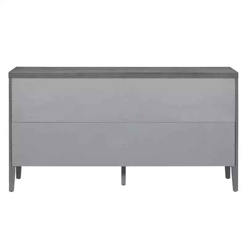 MAYEERTY Meuble d'appoint rétro avec porte à rainures circulaires, poignée de porte ronde en métal pour entrée, salle à manger, gris