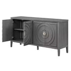 MAYEERTY Meuble d'appoint rétro avec porte à rainures circulaires, poignée de porte ronde en métal pour entrée, salle à manger, gris