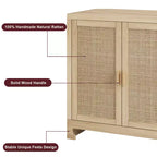 Buffet de rangement de 155 cm, meuble bar à café en rotin, console d'entrée, meuble TV multifonctionnel, meuble de sol pour cuisine