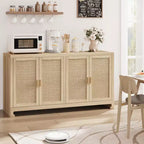 61 Sideboard Buffet Cabinet, Rattan Coffee Bar Cabinet, Entryway Console Table, Multifunctional TV Stand, Floor Cupboard Cabinet for Kitchen