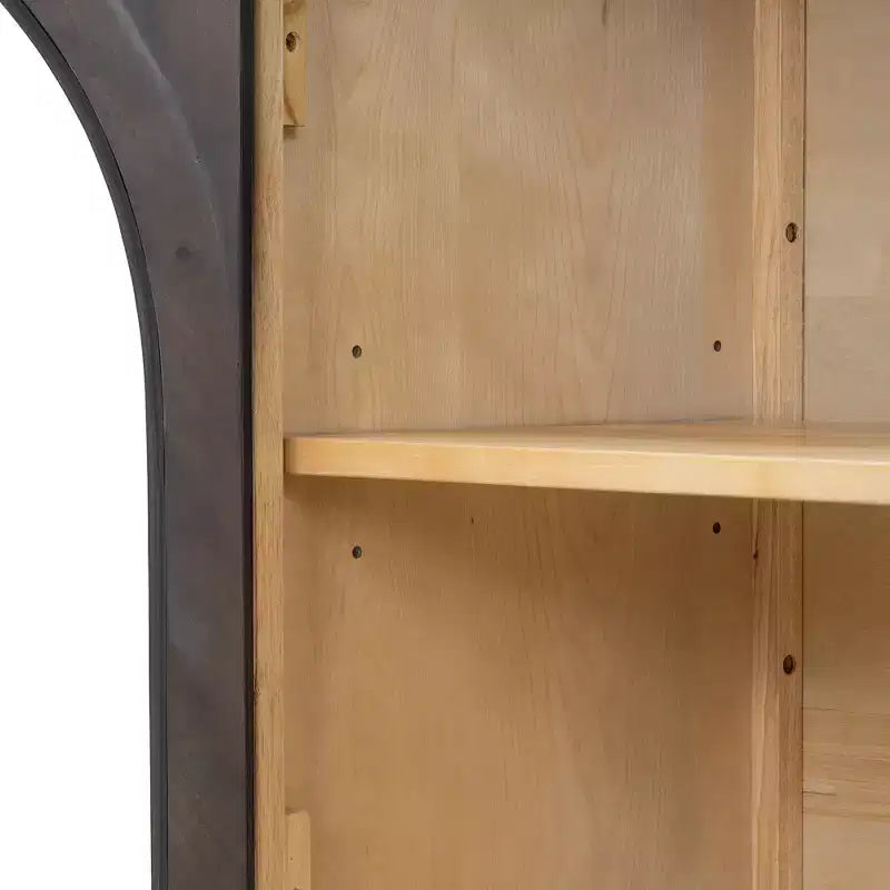 MAYEERTY Madia Credenza a 4 Ante con Ante in Vetro Ripiani Regolabili per Soggiorno Cucina Espresso
