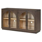 MAYEERTY Madia Credenza a 4 Ante con Ante in Vetro Ripiani Regolabili per Soggiorno Cucina Espresso