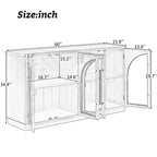 MAYEERTY Madia Credenza a 4 Ante con Ante in Vetro Ripiani Regolabili per Soggiorno Cucina Espresso