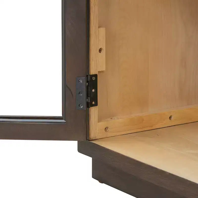 MAYEERTY Madia Credenza a 4 Ante con Ante in Vetro Ripiani Regolabili per Soggiorno Cucina Espresso