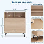 Credenza contenitore scanalata con gambe in metallo, madia moderna di metà secolo, credenza a buffet con contenitore