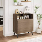 Credenza contenitore scanalata con gambe in metallo, madia moderna di metà secolo, credenza a buffet con contenitore