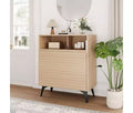 Fluted Storage Cabinet with Metal Legs, Mid Century Modern Sideboard, Buffet Credenza with Storage