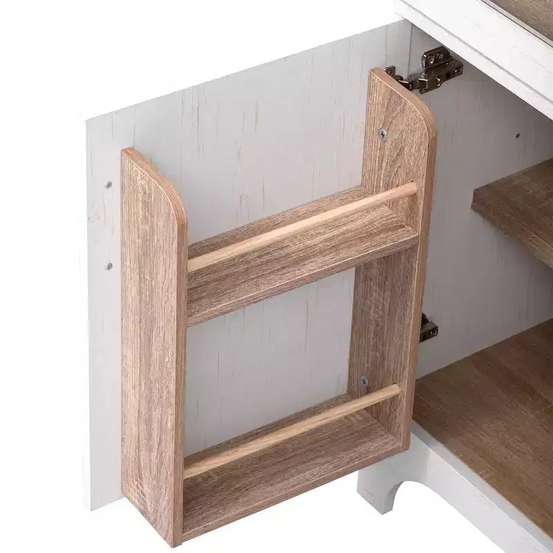 Okak 71 Mobile Dispensa da Cucina Ad Arco in Legno con 2 Cassetti, Mobili Contenitori da Cucina con Anta in Vetro, Armadio Alto per Cucina/Sala da Pranzo