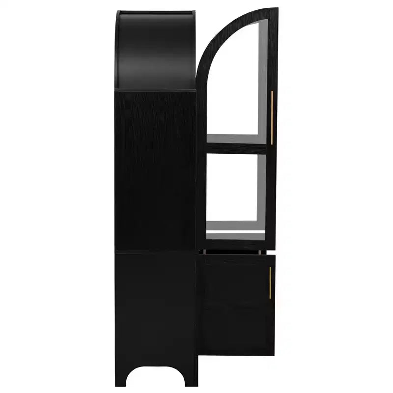 Okak 71 Mobile Dispensa da Cucina Ad Arco in Legno con 2 Cassetti, Mobili Contenitori da Cucina con Anta in Vetro, Armadio Alto per Cucina/Sala da Pranzo