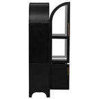 Okak 71 Mobile Dispensa da Cucina Ad Arco in Legno con 2 Cassetti, Mobili Contenitori da Cucina con Anta in Vetro, Armadio Alto per Cucina/Sala da Pranzo