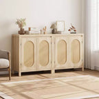 TROPOW Madia Buffet Mid-Century - Mobile Contenitore Retrò da 30" con Ante in Rattan e Ripiani Regolabili, Consolle d'Accento Boho Chic per Soggiorno