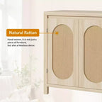 TROPOW Madia Buffet Mid-Century - Mobile Contenitore Retrò da 30" con Ante in Rattan e Ripiani Regolabili, Consolle d'Accento Boho Chic per Soggiorno