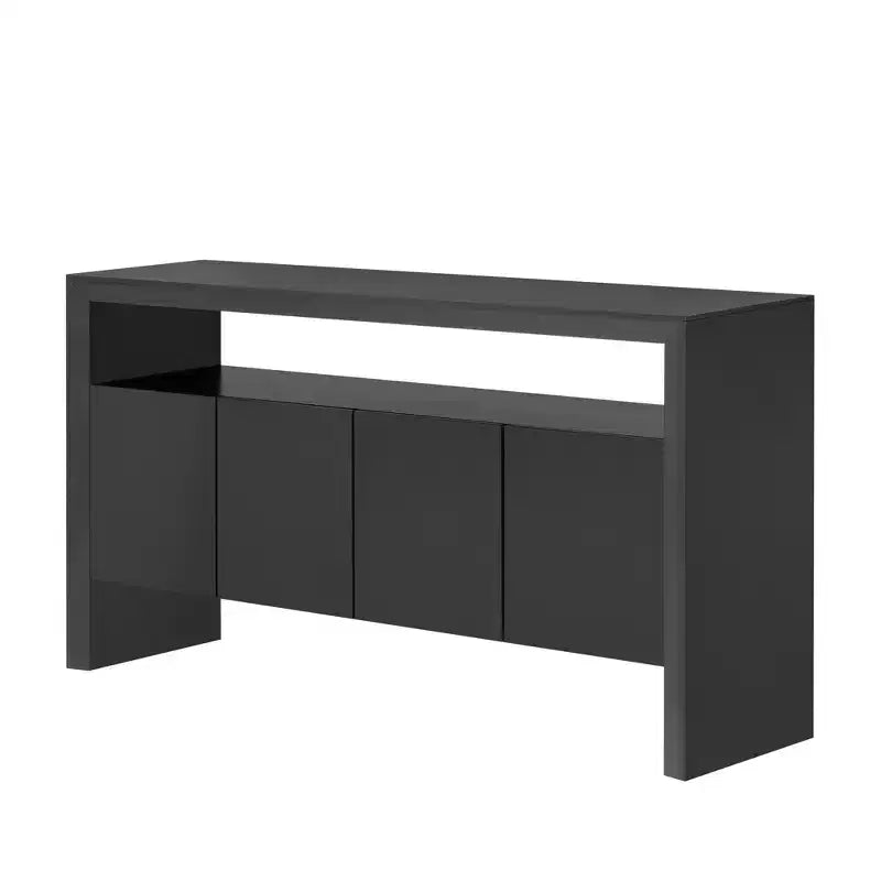 Okak 60 Madia Moderna, Mobile Contenitore in Legno Massello con 4 Ante e Ripiano Aperto per Sala da Pranzo Soggiorno Ingresso