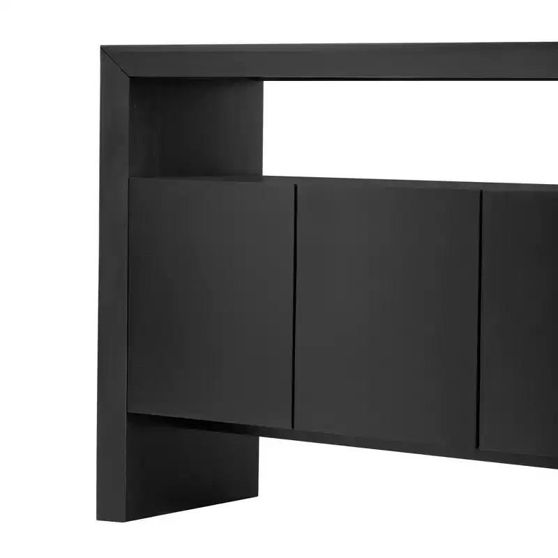 Okak 60 Madia Moderna, Mobile Contenitore in Legno Massello con 4 Ante e Ripiano Aperto per Sala da Pranzo Soggiorno Ingresso