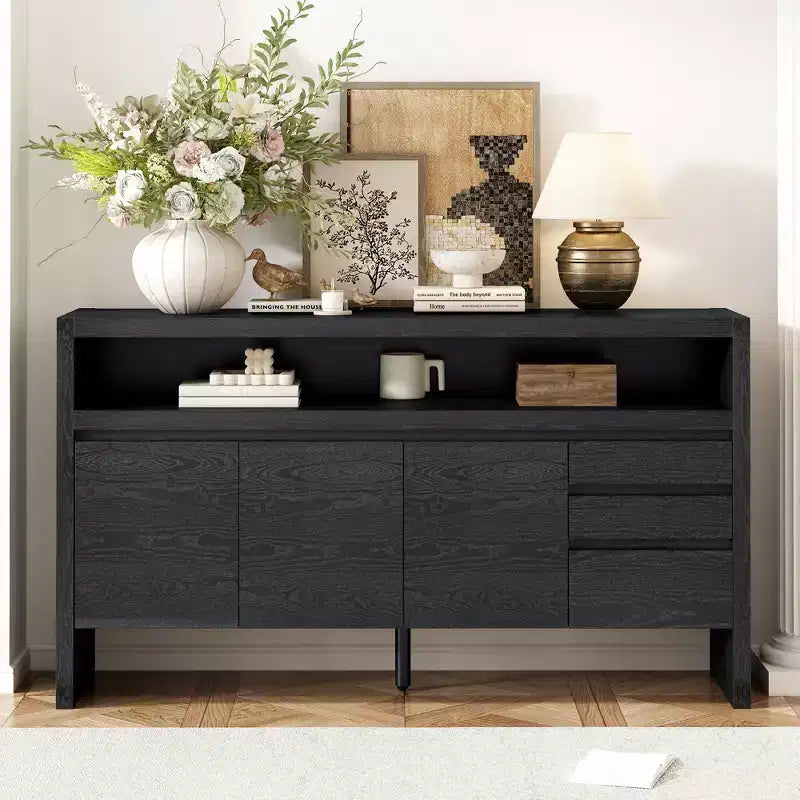 Merax 3-Door Sideboard with 3 Drawers & Semi-Open Shelf