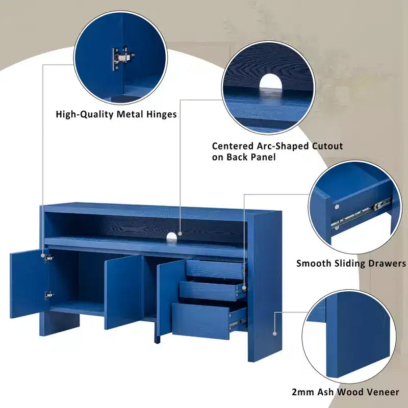 Buffet Merax à 3 portes avec 3 tiroirs et une étagère semi-ouverte