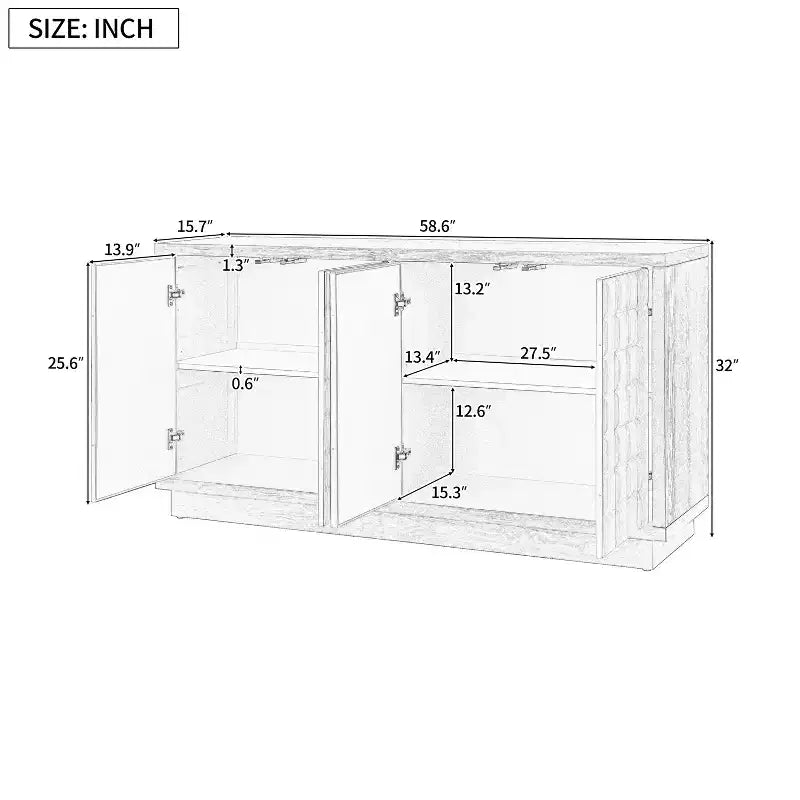 Christopher Knight Home Viviana, mobile contenitore moderno da 148,8 cm con 4 ante e ripiani regolabili