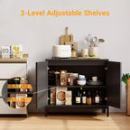 Madia buffet in rattan, mobile contenitore da cucina con ante in rattan e ripiani regolabili, per soggiorno, sala da pranzo, corridoio