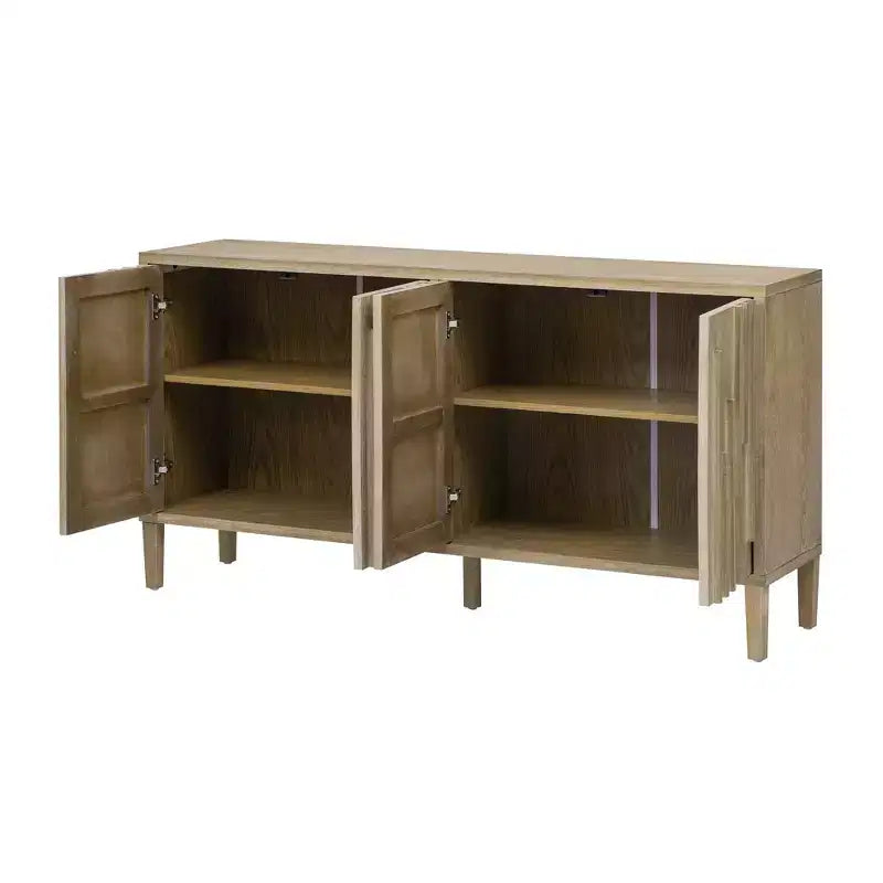 Okak Madia Moderna, Mobile Contenitore con Ante a Chiusura Ammortizzata e Gambe Metalliche Uniche, Tavolo Console per Cucina, Soggiorno, Studio