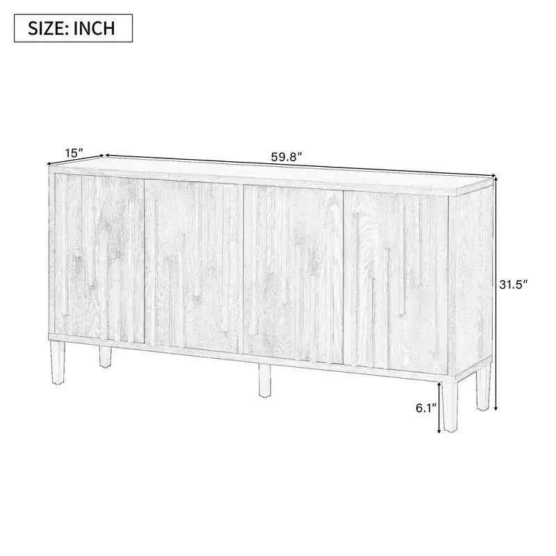 Okak Madia Moderna, Mobile Contenitore con Ante a Chiusura Ammortizzata e Gambe Metalliche Uniche, Tavolo Console per Cucina, Soggiorno, Studio