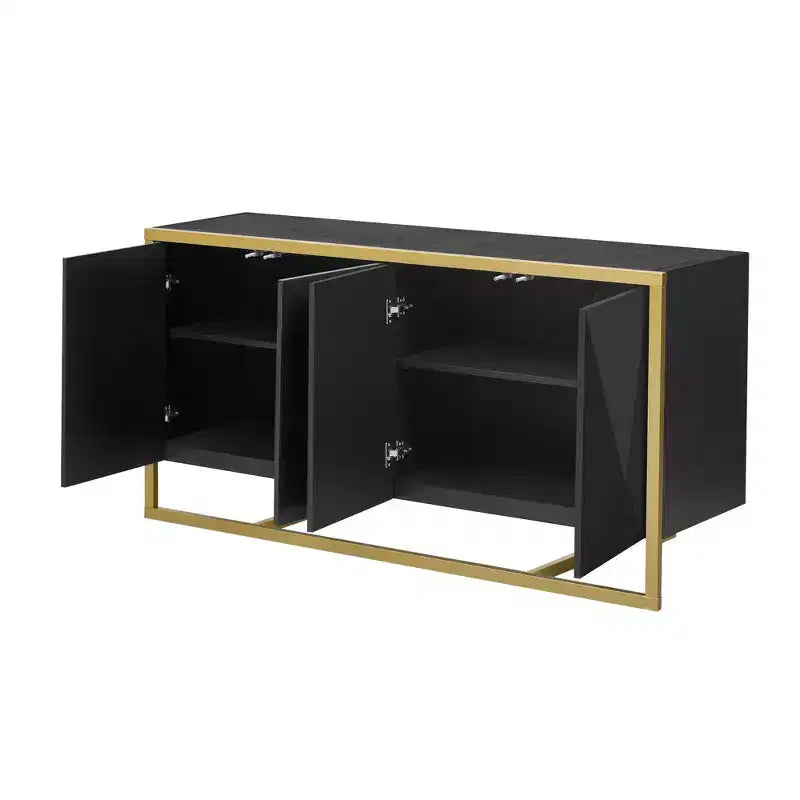 Okak Madia Moderna, Mobile Contenitore con Ante a Chiusura Ammortizzata e Gambe Metalliche Uniche, Tavolo Console per Cucina, Soggiorno, Studio