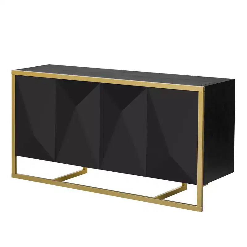 Okak Madia Moderna, Mobile Contenitore con Ante a Chiusura Ammortizzata e Gambe Metalliche Uniche, Tavolo Console per Cucina, Soggiorno, Studio