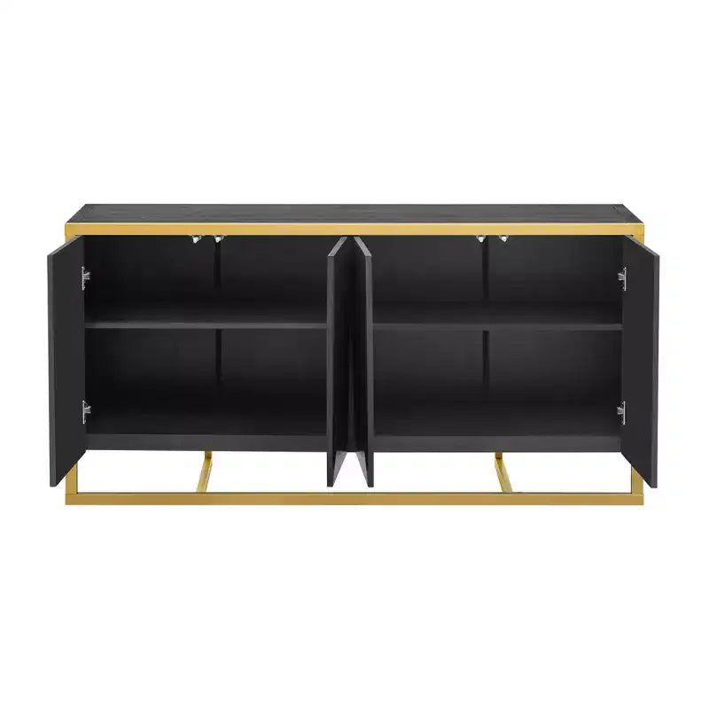 Okak Madia Moderna, Mobile Contenitore con Ante a Chiusura Ammortizzata e Gambe Metalliche Uniche, Tavolo Console per Cucina, Soggiorno, Studio