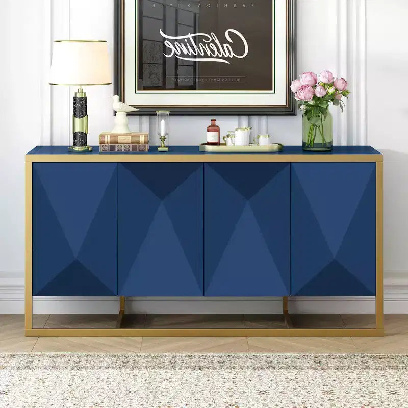 Okak Madia Moderna, Mobile Contenitore con Ante a Chiusura Ammortizzata e Gambe Metalliche Uniche, Tavolo Console per Cucina, Soggiorno, Studio