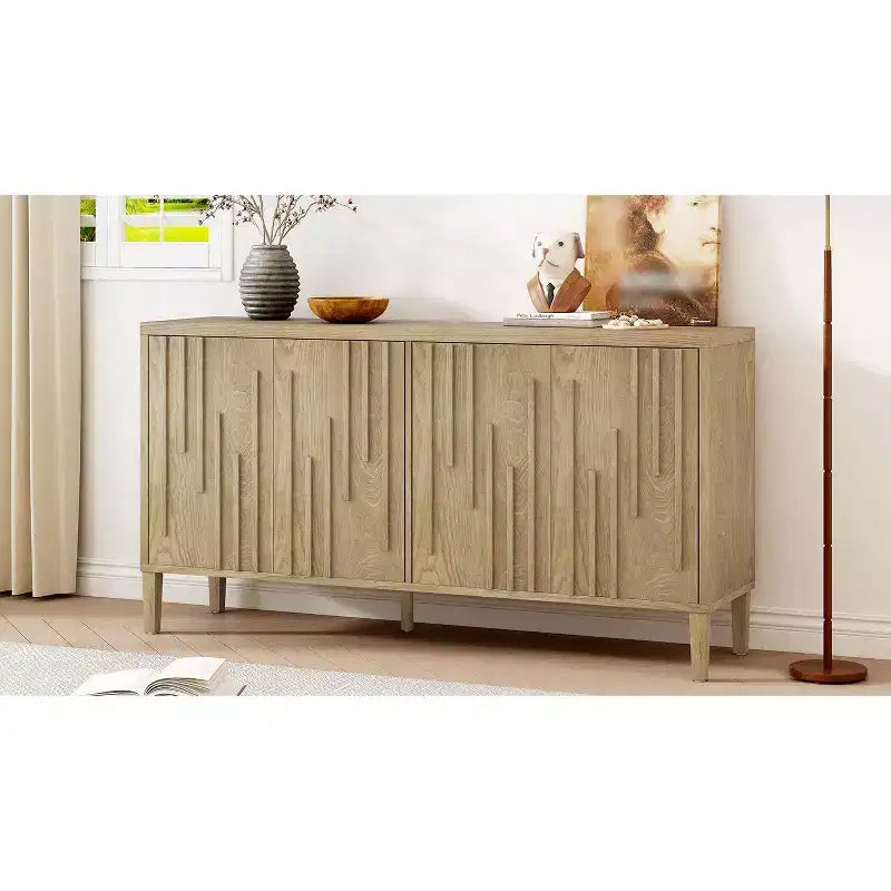 Okak Madia Moderna, Mobile Contenitore con Ante a Chiusura Ammortizzata e Gambe Metalliche Uniche, Tavolo Console per Cucina, Soggiorno, Studio