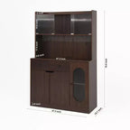 Meuble de cuisine en bois Okak 71H avec portes vitrées et support pour micro-ondes, buffet pour cuisine ou salle à manger