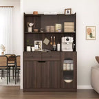 Meuble de cuisine en bois Okak 71H avec portes vitrées et support pour micro-ondes, buffet pour cuisine ou salle à manger