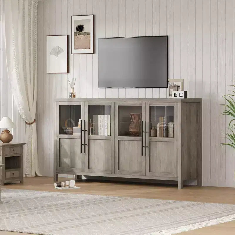 55.12 Grande Credenza a Buffet con Contenitore, Credenza a Buffet con Ante in Vetro