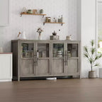 55.12 Grande Credenza a Buffet con Contenitore, Credenza a Buffet con Ante in Vetro