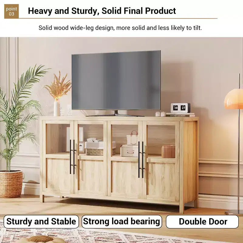 55.12 Grande Credenza a Buffet con Contenitore, Credenza a Buffet con Ante in Vetro