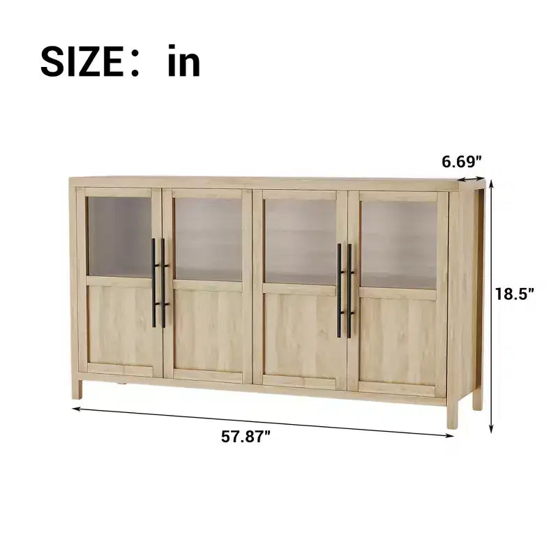 55.12 Grande Credenza a Buffet con Contenitore, Credenza a Buffet con Ante in Vetro