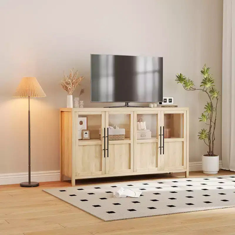 55.12 Grande Credenza a Buffet con Contenitore, Credenza a Buffet con Ante in Vetro