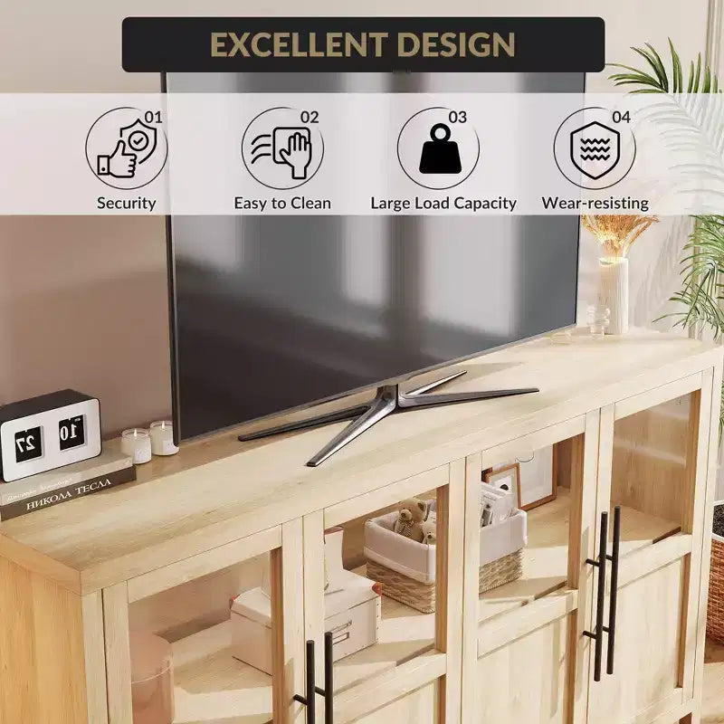 55.12 Grande Credenza a Buffet con Contenitore, Credenza a Buffet con Ante in Vetro