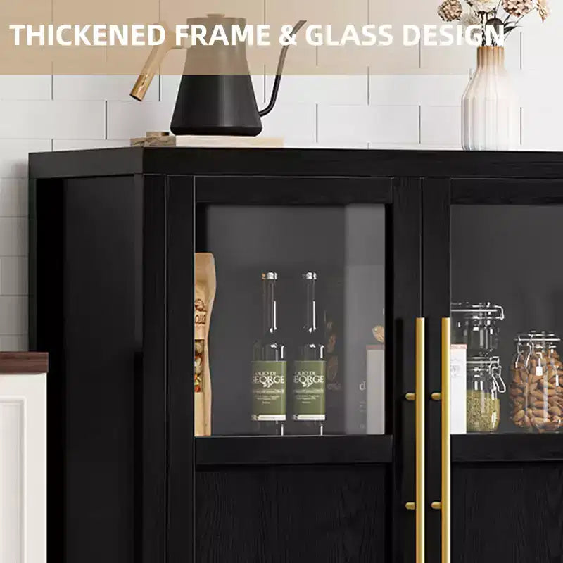 55.12 Grande Credenza a Buffet con Contenitore, Credenza a Buffet con Ante in Vetro