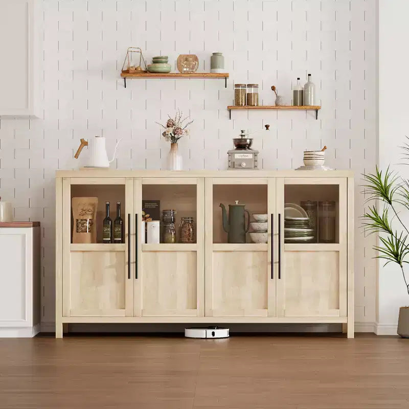 55.12 Grande Credenza a Buffet con Contenitore, Credenza a Buffet con Ante in Vetro