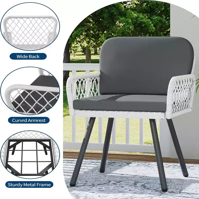 GustoWave Set da 4 Sedie da Pranzo per Esterni con Cuscini per Interni, Giardino, Balcone, Terrazzo, Cortile