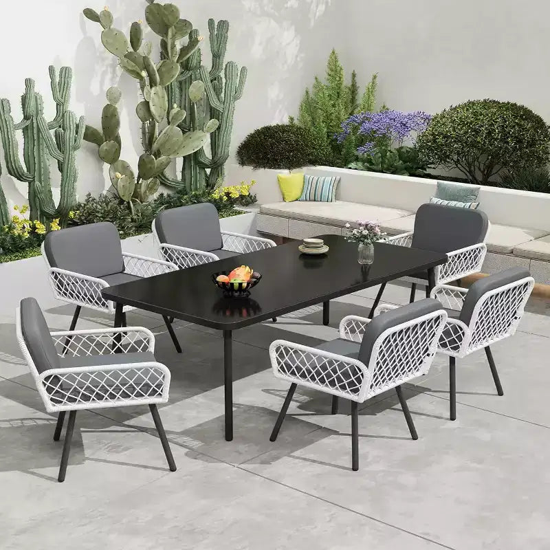 GustoWave Set da 4 Sedie da Pranzo per Esterni con Cuscini per Interni, Giardino, Balcone, Terrazzo, Cortile